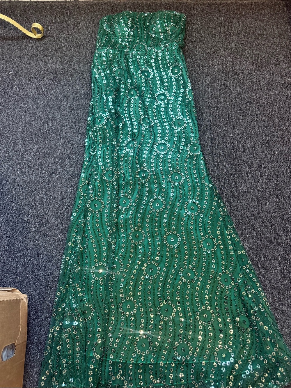 Emerald Green Strapless Sequin Evening Dress